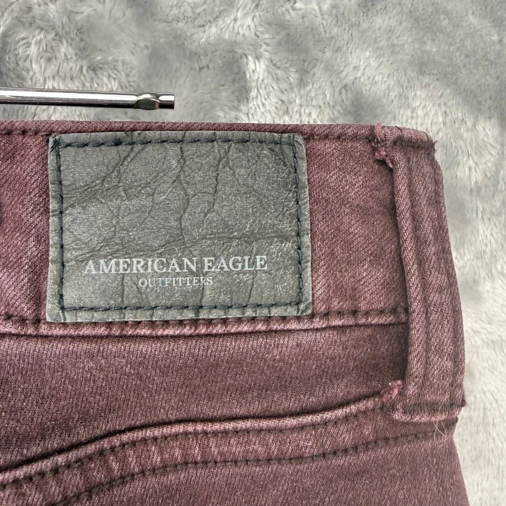 American Eagle Super Stretch X Jegging Burgundy Maroon Skinny Jean WMNS 14 Long